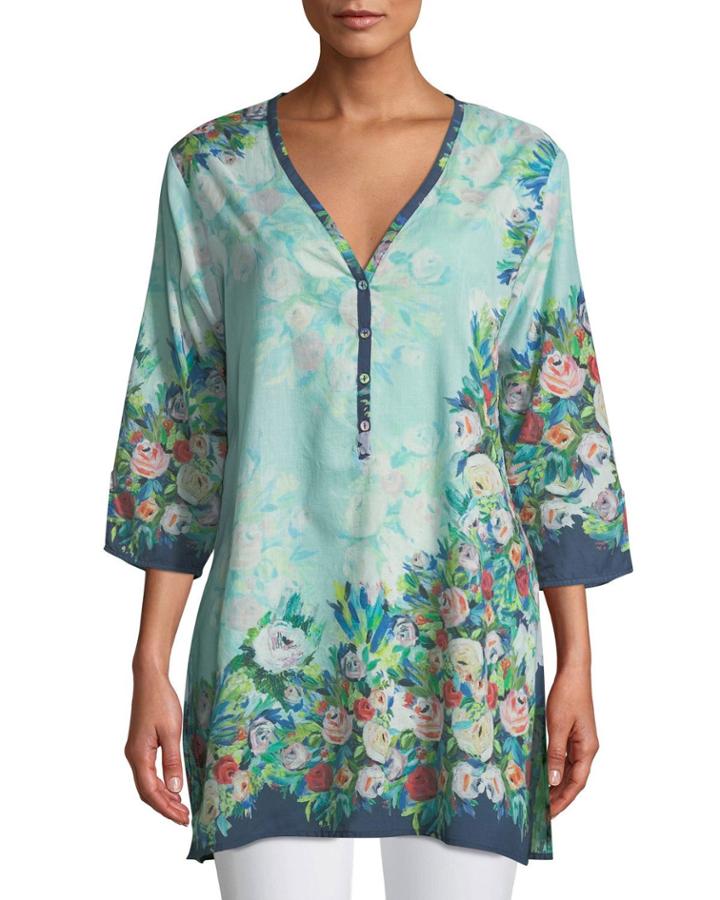 Aria Floral Button-front Tunic