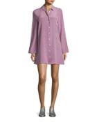 Lenox Long-sleeve Silk Shirtdress, Red