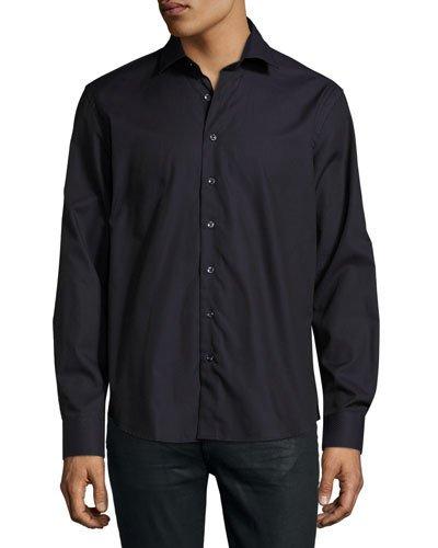 Textured Long-sleeve Sport Shirt, Dark Purple