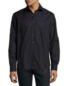 Textured Long-sleeve Sport Shirt, Dark Purple