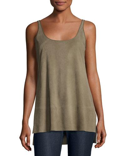 Split Lamb Suede Tank, Dark Green