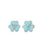 18k White Gold Diamond & Turquoise 3-petal