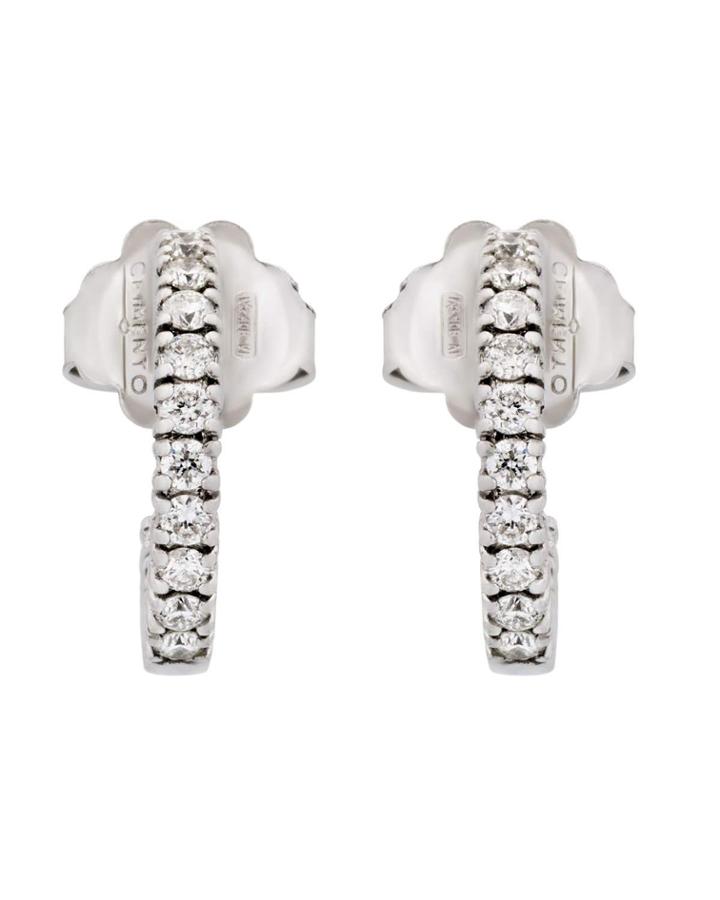 18k White Gold In/out Diamond Hoop Earrings