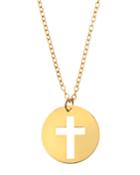 14k Gold Cross Cutout Pendant Necklace