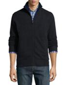 Reversible Full-zip Cashmere Jacket, Charcoal/navy