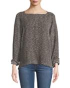 Bateau-neck 3/4-sleeve Melange Knit