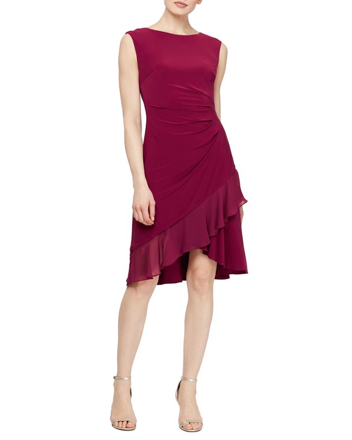 Solid Dress With Ruched Waist