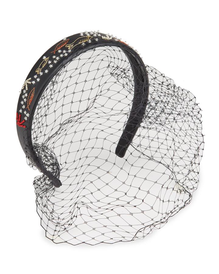 Beaded Headband With Fishnet