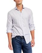Men's Twill Mini-check Sport Shirt W/ French Collar