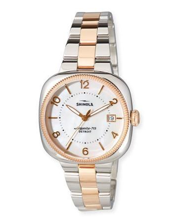36mm Women's Gomelsky Two-tone Bracelet Watch, White/rose