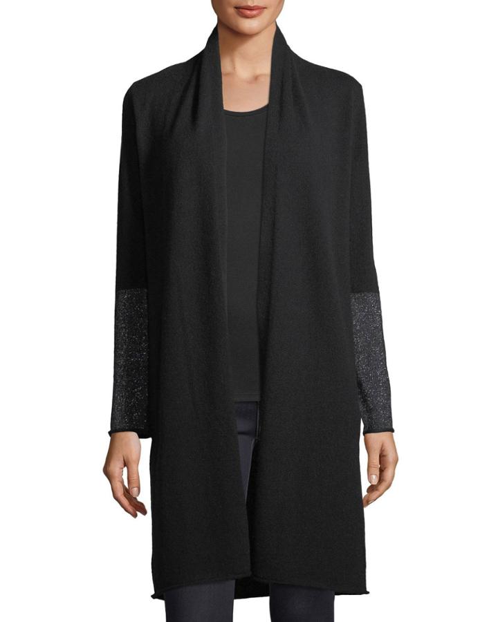 Cashmere-blend Metallic-cuff Duster Cardigan