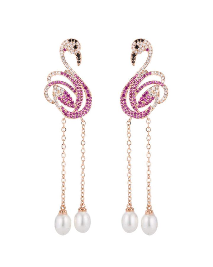 Pink Flamingo Crystal Earrings
