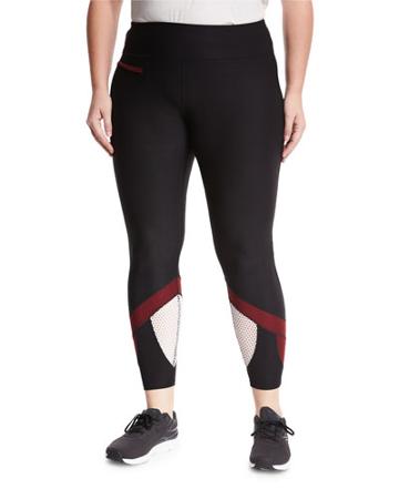 Mesh-inset Performance Leggings, Black,