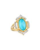 Malta 18k Diamond & Turquoise Doublet Ring,