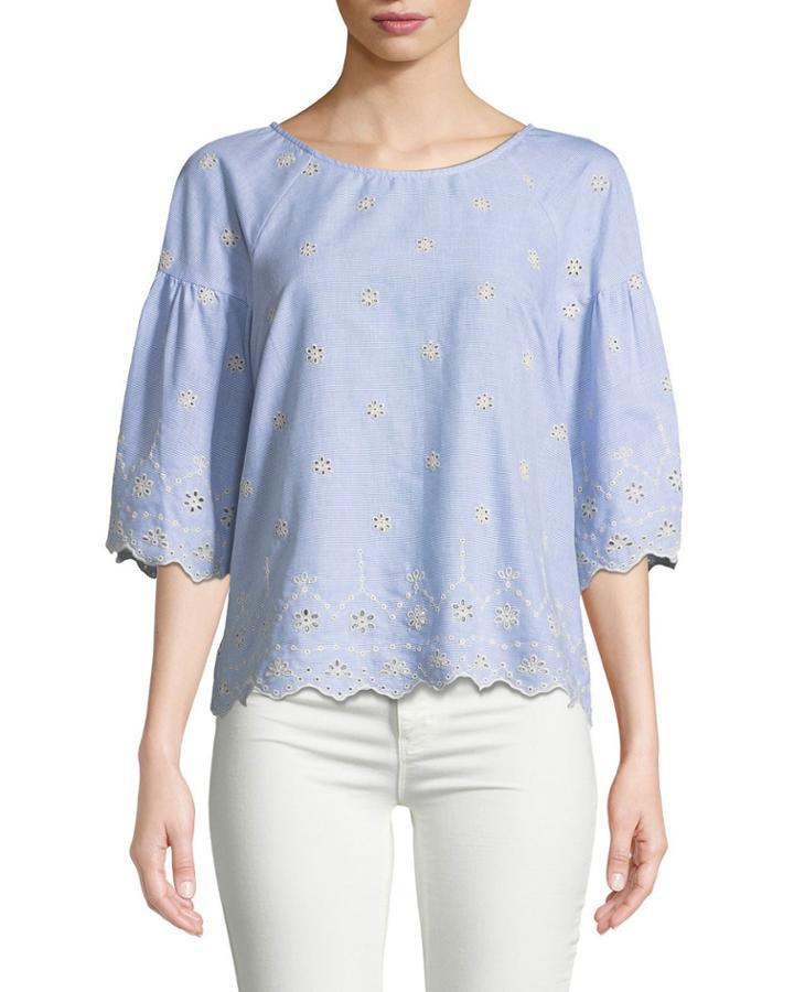 Viola Embroidered Eyelet Cotton Blouse