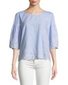 Viola Embroidered Eyelet Cotton Blouse