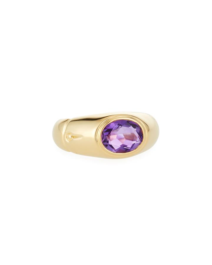 Bamboo 18k Gold & Amethyst Ring,