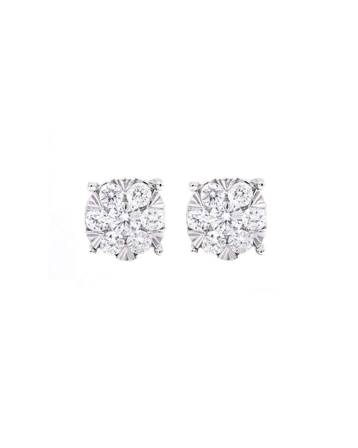 14k White Gold Multi-diamond Round