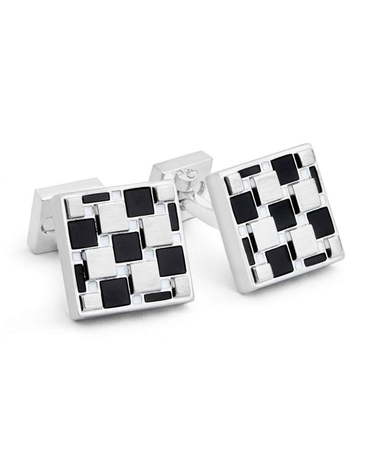 Square Cufflinks W/ Onyx Details