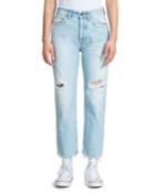 High-rise Slim Boyfriend Jeans With Distressing