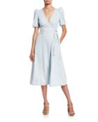 Denim Midi Wrap Dress