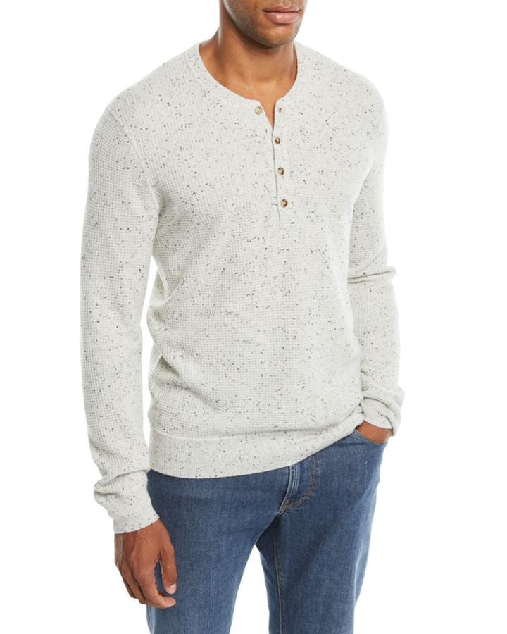 Men's Crewneck Speckled Cashmere Henley