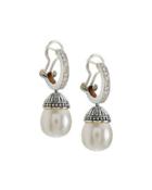 Luna Pave Diamond & Pearl Drop Earrings