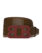 Mirror B Leather Belt, Taupe