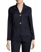 Side Lace-up Two-button Jacket, Navy