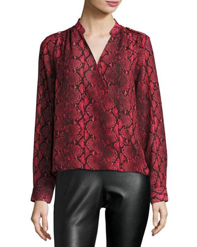 Snake-print High-low Top,