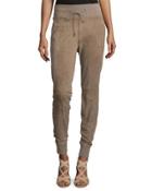 Taryn Drawstring-waist Jogger Pants, Taupe