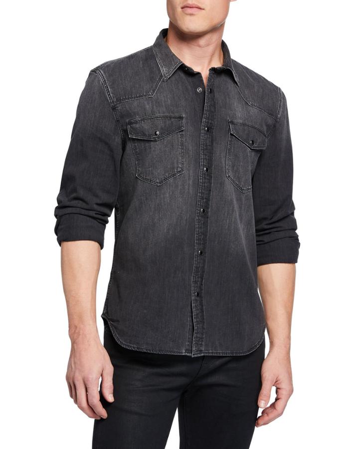 Men's Western Shirt In Greystone Black