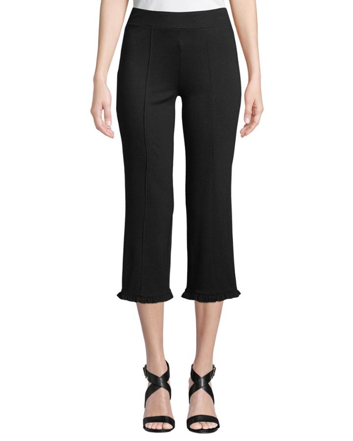Mid-rise Frill-cuff Capri Pants