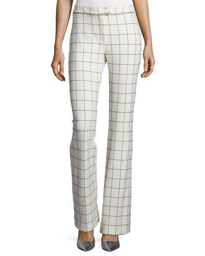 Grid-print Flared Pants