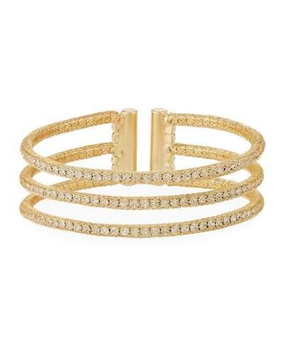 Three-row Crystal Wire Cuff Bracelet