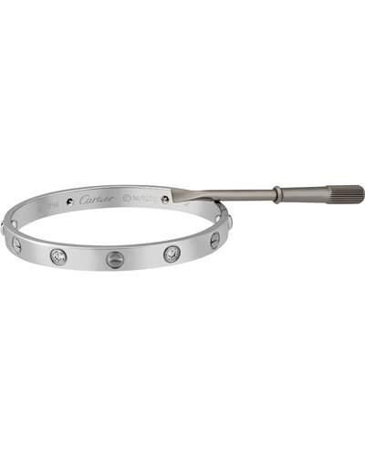 18k White Gold 4-diamond Love Bangle Bracelet,