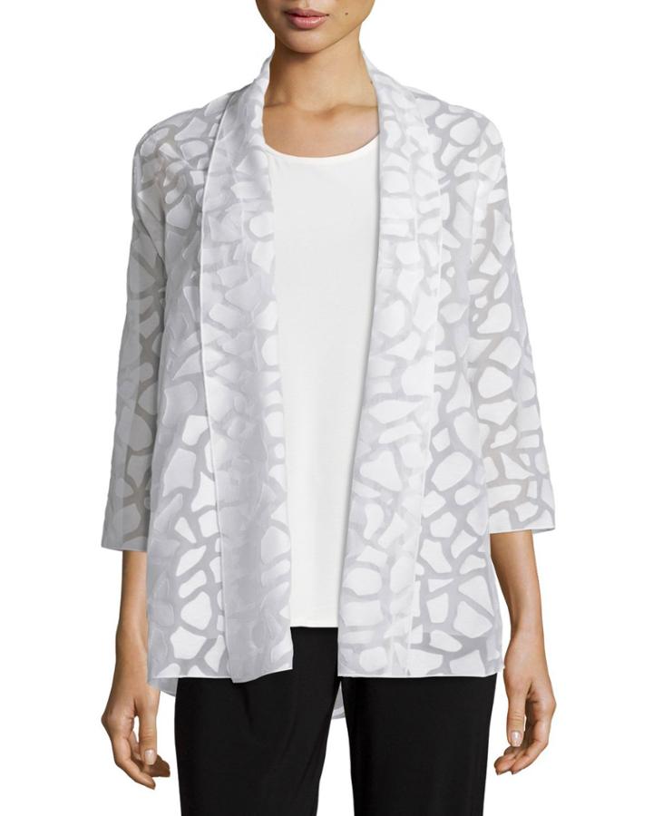 Animal Spot Mid-length Cardigan, White