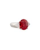Wide Mixed-cut Crystal Cocktail Ring, Red,