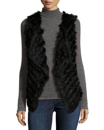 Metric Knits Knitted Fur Drape Vest, Black, Women's,