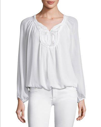Long Sleeve Yoke Blouse, Ivory