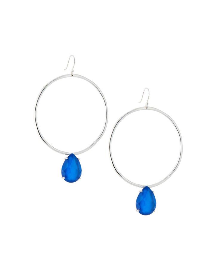 Wonderland Pear-stone Large Hoop Drop Earrings In Ultramarine