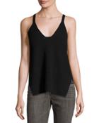 Cotton Ribbed-knit Tank, Black