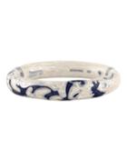 Two-tone Thin Enamel Bangle W/ Diamond, Tan/blue