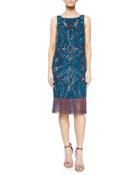 Sleeveless Embroidered Dress W/ Fringe Hem