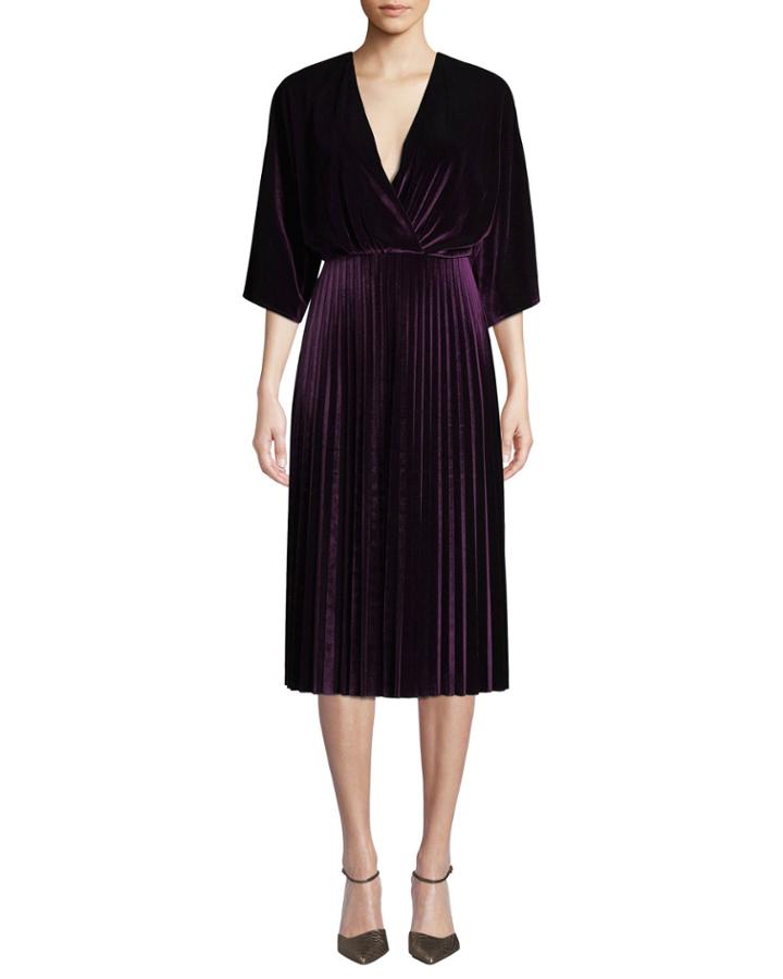 Kimono Pleated Velvet Dress