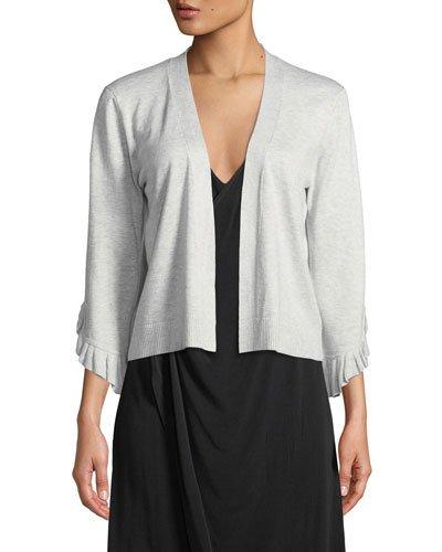 Open-front Ruffle-cuff Cardigan
