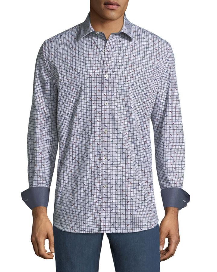 Men's Classic-fit Car & Checkered Print