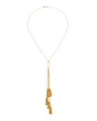 Long Golden Double-tassel Y-drop Necklace