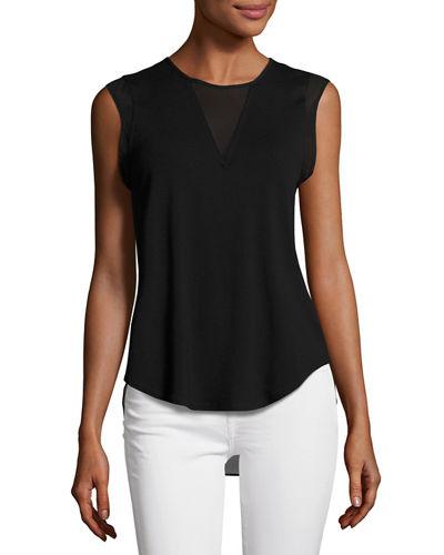 Chiffon-trim Cap-sleeve Blouse