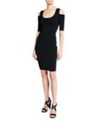 Cold-shoulder Ribbed Sweater Body-con Dress
